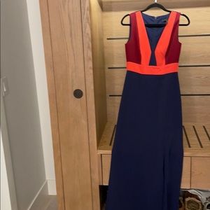 Blue, Orange & Maroon formal bcbg dress